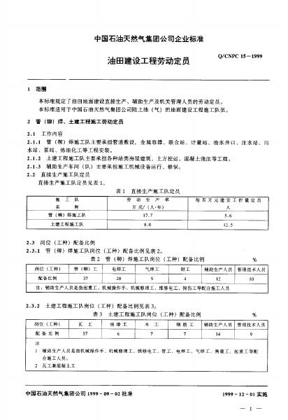Q/CNPC 15-1999 标准预览