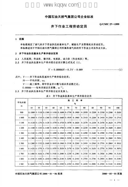 Q/CNPC 27-1999 标准预览