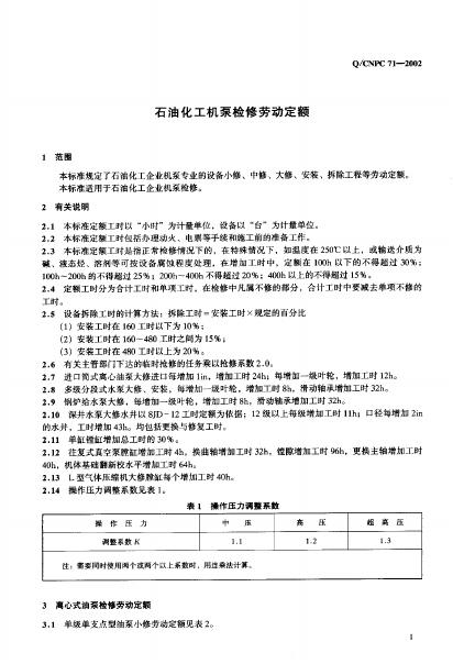 Q/CNPC 71-2002 标准预览
