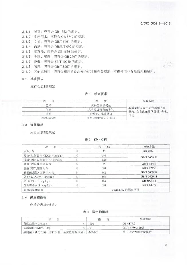 Q/CWX 0002S-2016 标准预览