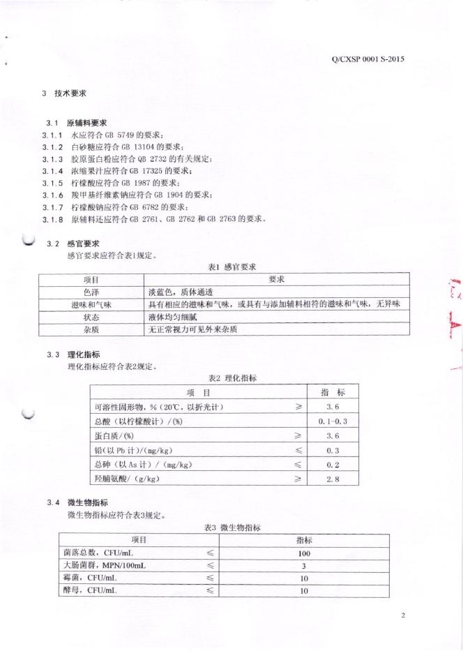 Q/CXSP 0001S-2015 标准预览