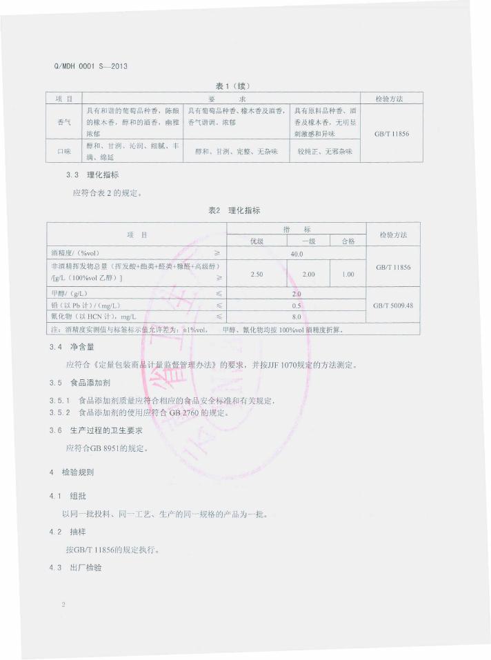 Q/MDH 0001S-2013 标准预览