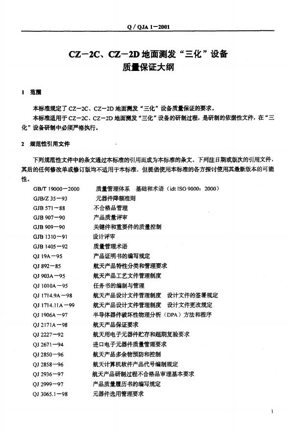 Q/QJA 1-2001 标准预览