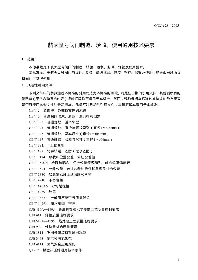Q/QJA 28-2005 标准预览