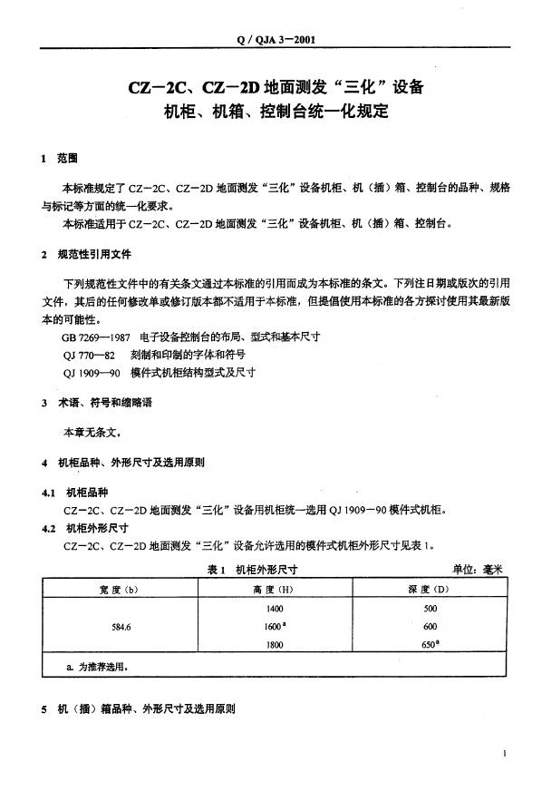 Q/QJA 3-2001 标准预览