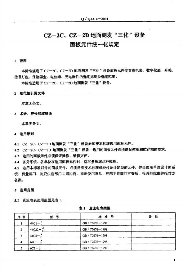 Q/QJA 4-2001 标准预览