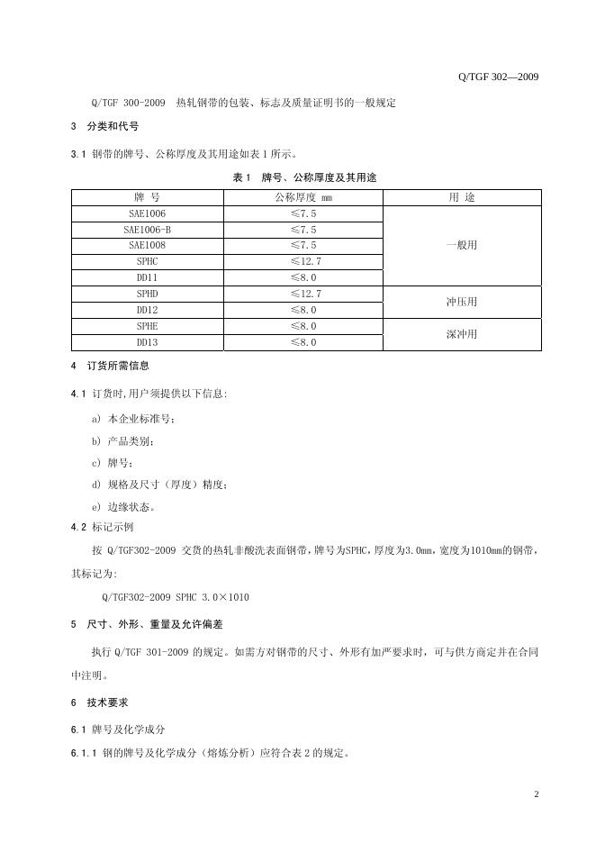 Q/TGF 302-2009 标准预览