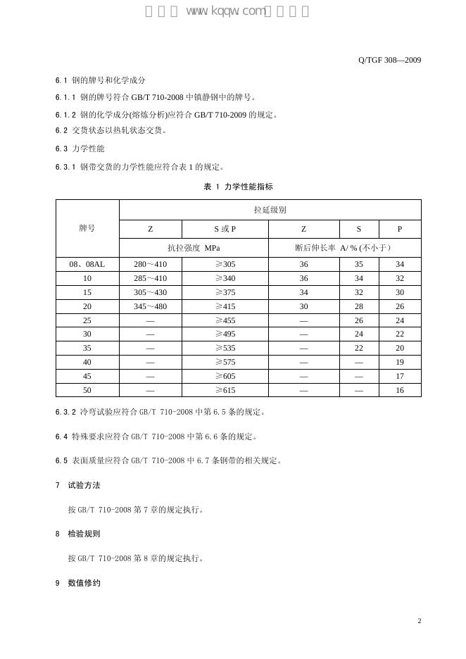 Q/TGF 308-2009 标准预览