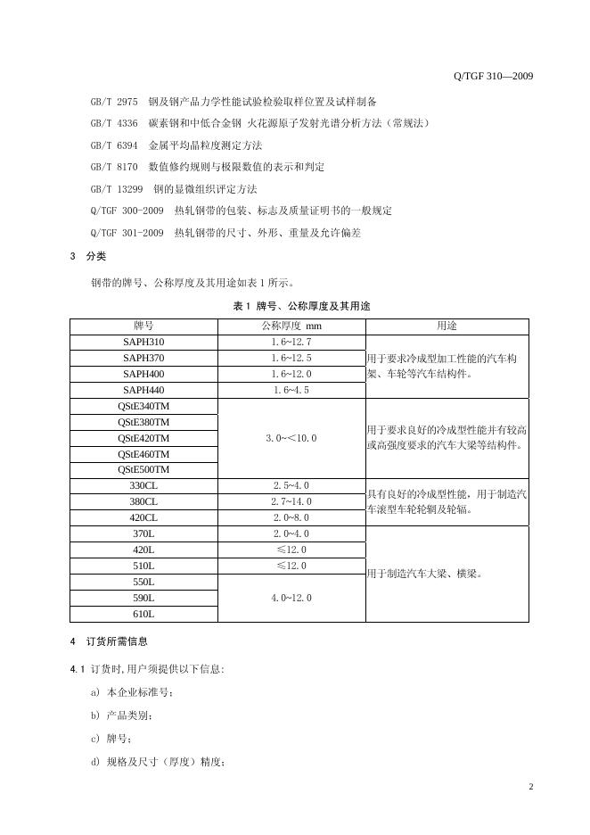 Q/TGF 310-2009 标准预览