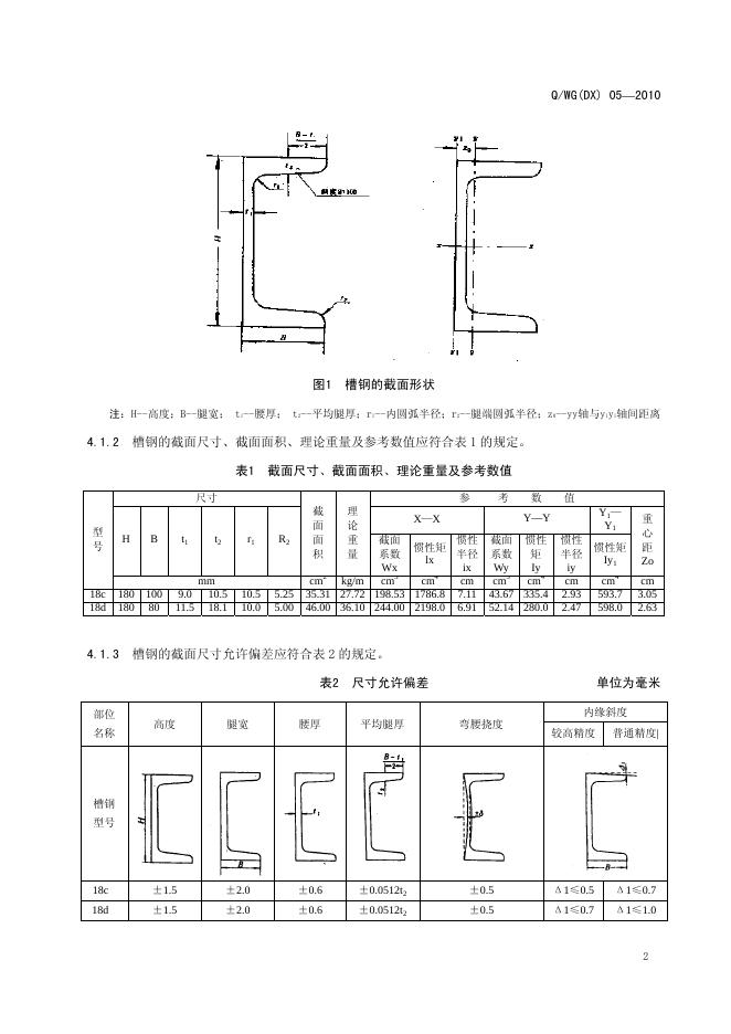 Q/WG(DX) 05-2010 标准预览