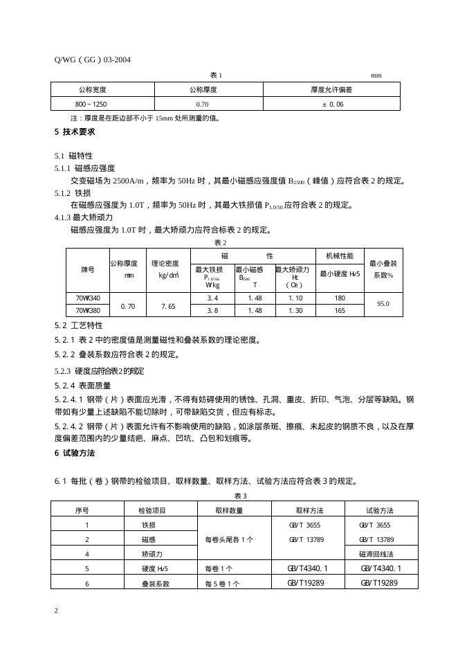 Q/WG(GG) 03-2004 标准预览