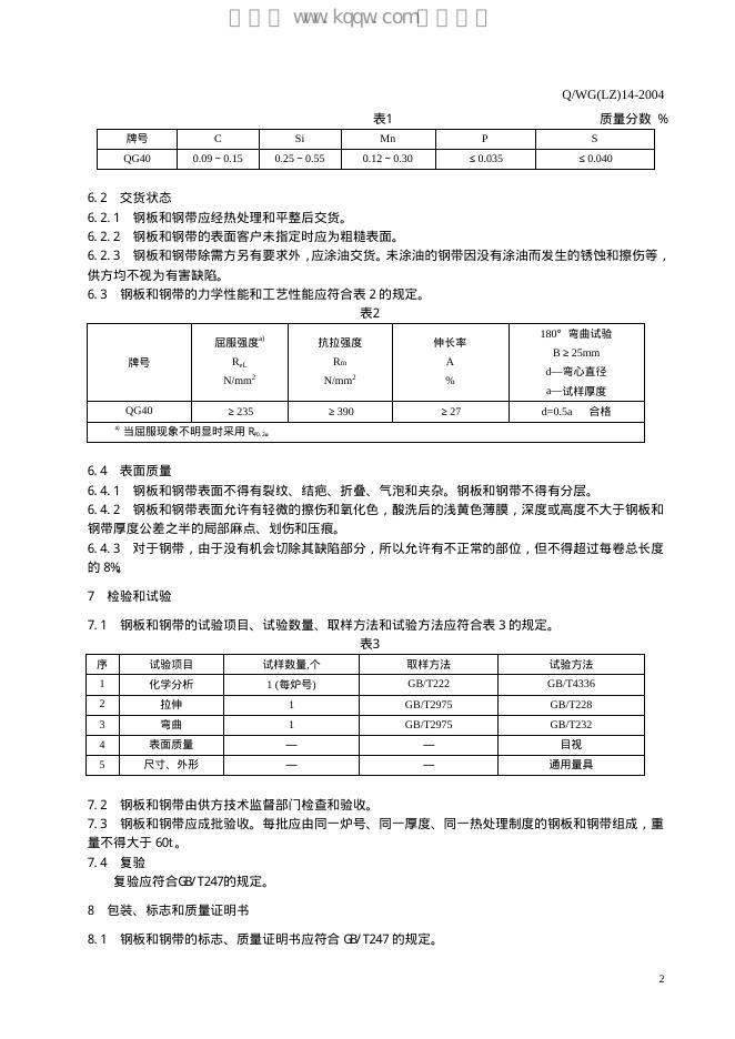 Q/WG(LZ) 14-2004 标准预览