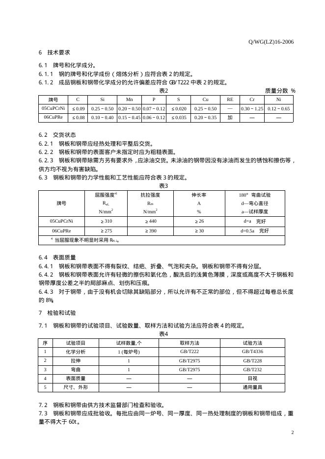 Q/WG(LZ) 16-2006 标准预览