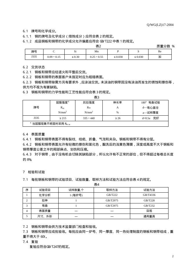 Q/WG(LZ) 17-2004 标准预览