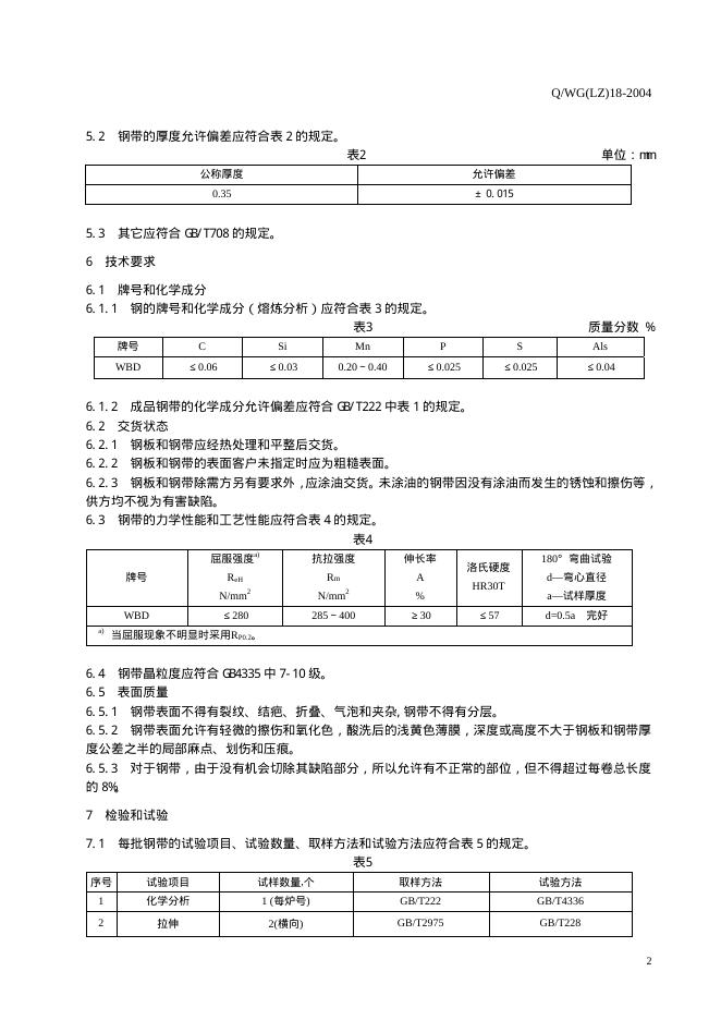 Q/WG(LZ) 18-2004 标准预览