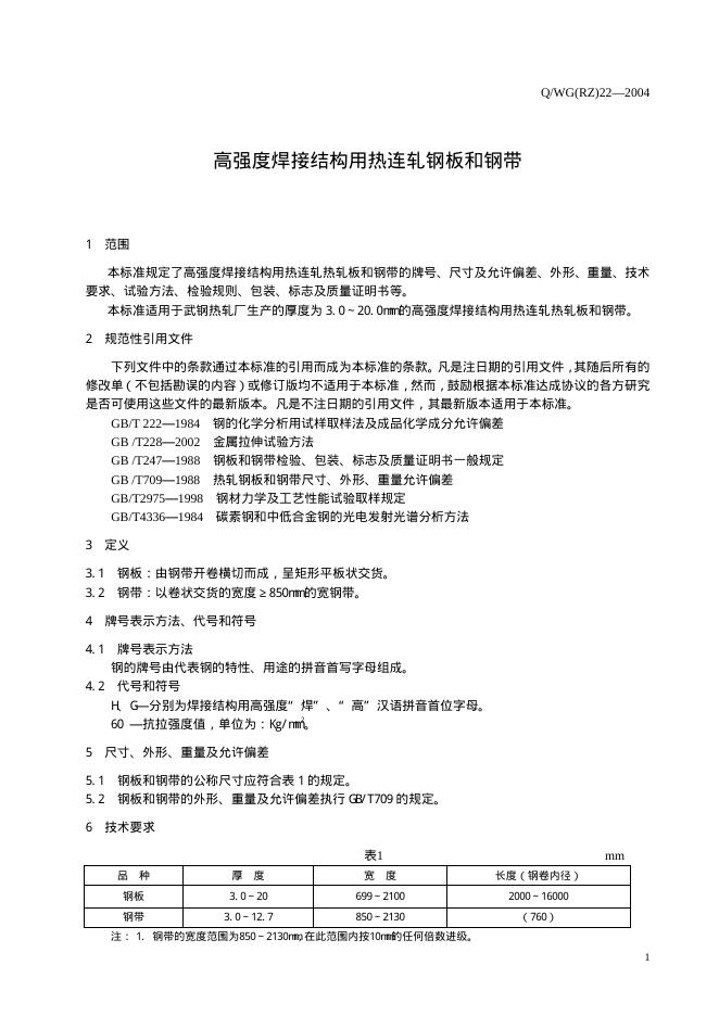Q/WG(RZ) 22-2004 标准预览