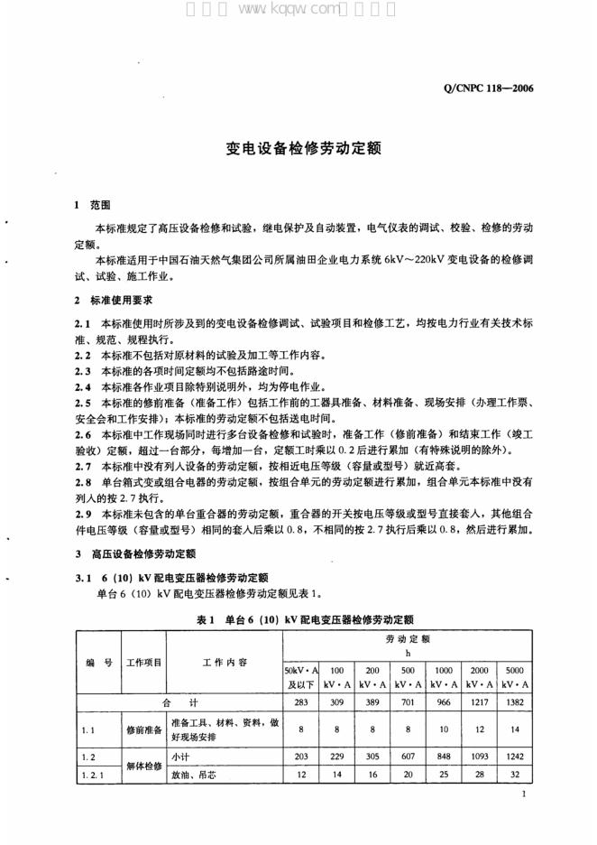 Q/CNPC 118-2006 标准预览