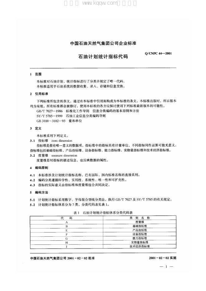 Q/CNPC 44-2001 标准预览