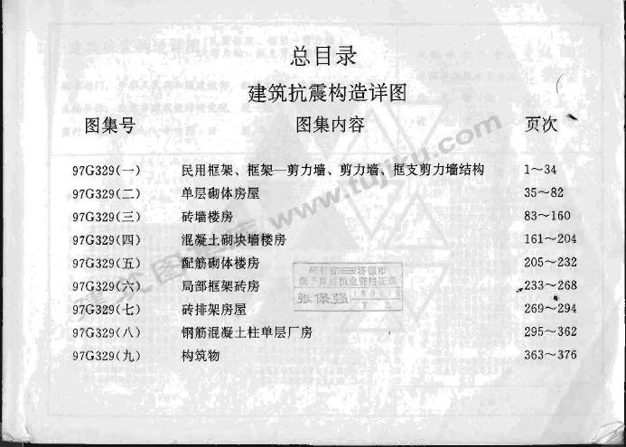 97G329(一)建筑抗震构造详图(民用框架、框架—剪力墙、剪力墙、框支剪力墙结构)图集