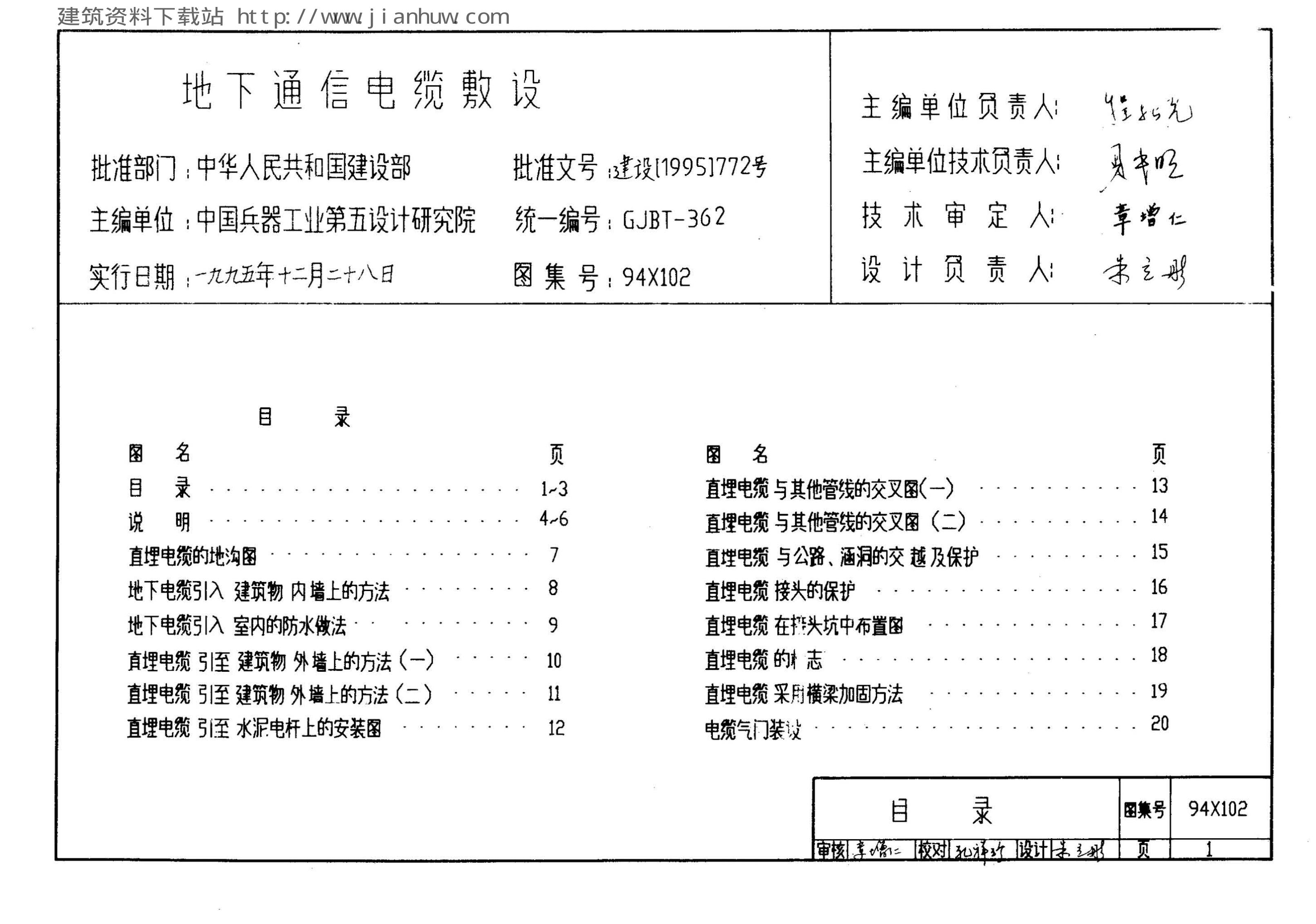 94X104 地下通讯电缆敷设图集