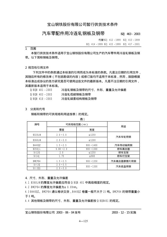 BZJ 463-2003 标准预览