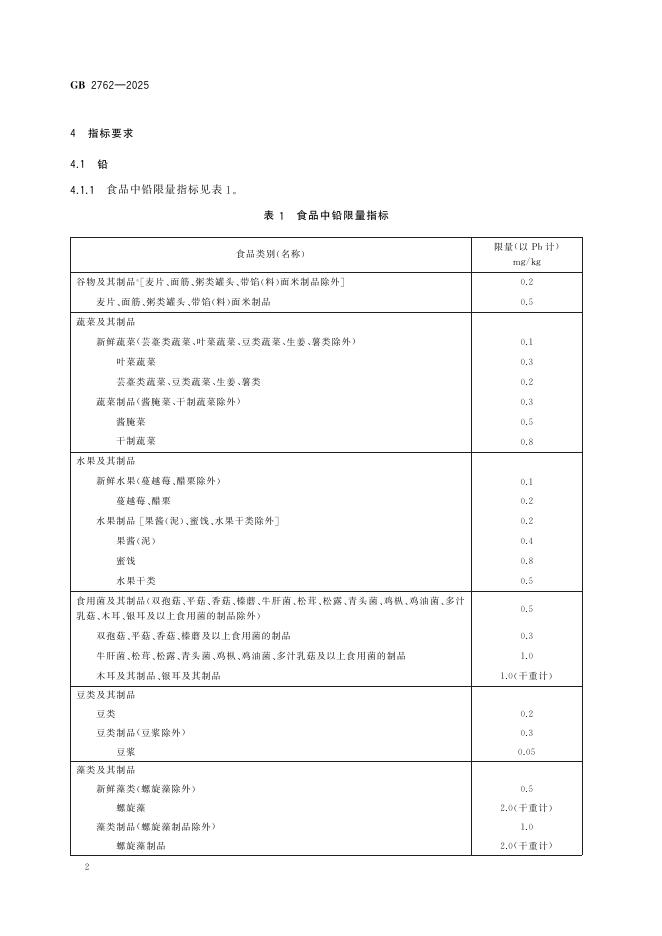 GB 2762-2025 标准预览