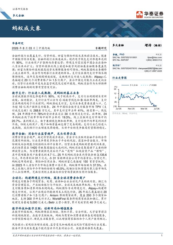 华泰证券：多元金融：蚂蚁成大象海报