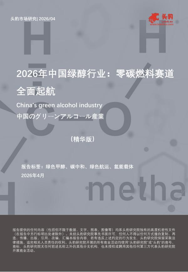 头豹研究院：2026年中国绿醇行业：零碳燃料赛道全面起航（精华版）海报