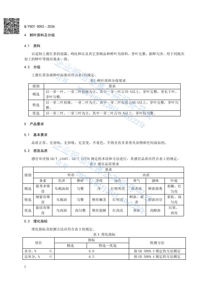 Q/YSCY 0002-2026 标准预览