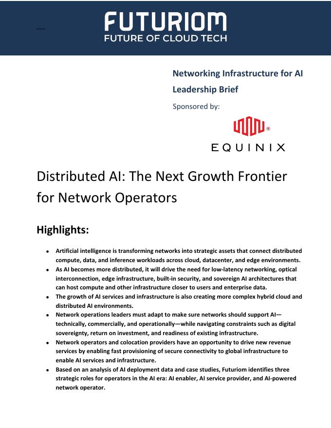 EQUINIX：2026年分布式AI洞察报告：网络运营商下一个增长前沿海报