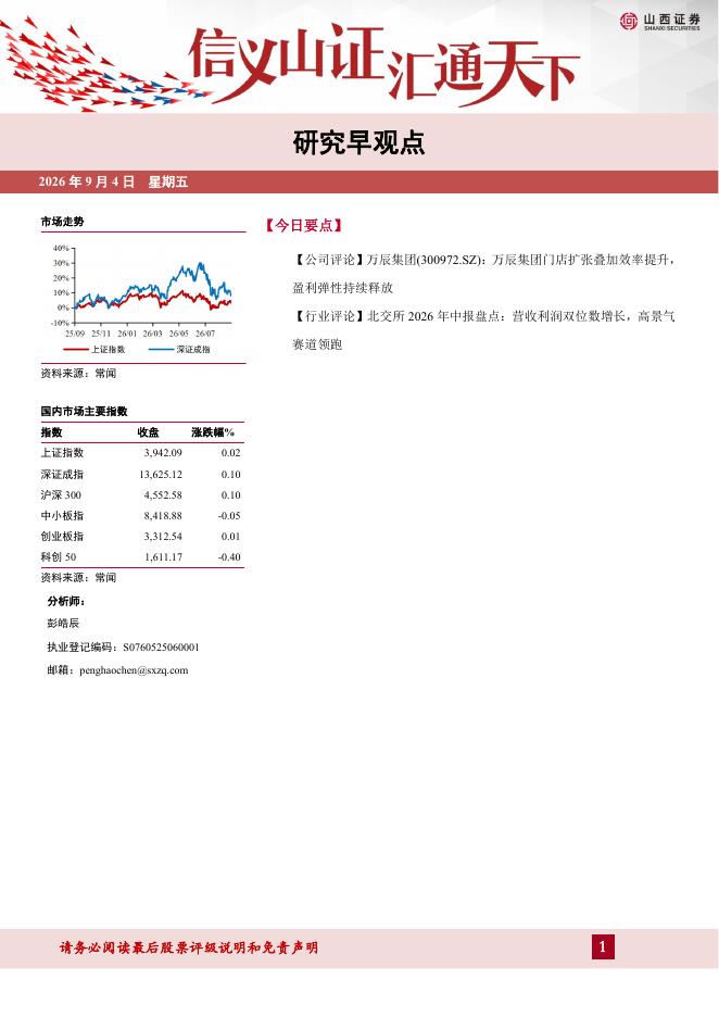 山西证券：研究早观点-260904