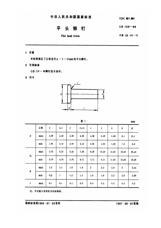 GB/T 109-1986 标准预览