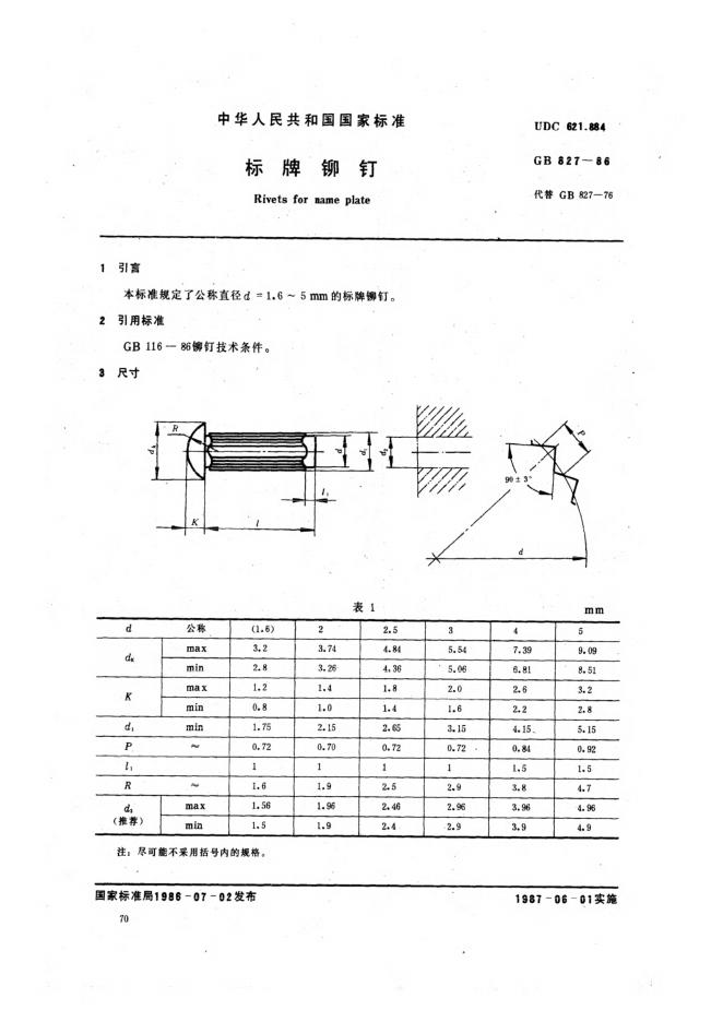 GB/T 827-1986 标准预览