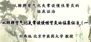 从肺脾肾气化失常谈慢性肾炎的临床证治视频教程 刘燕池 5讲 北京中医药大学