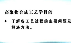 高聚物合成工艺学视频教程 辛浩波 30讲 青岛大学