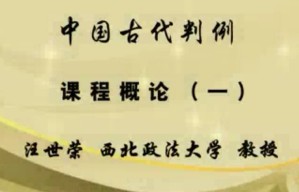 中国古代判例视频教程 汪世荣 41讲 西北政法大学