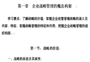企业战略管理视频教程 谢咏恩 12讲 浙江大学