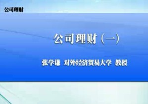 公司理财视频教程 张学谦 40讲 对外经济贸易大学