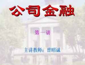公司金融视频教程 21讲 东南大学
