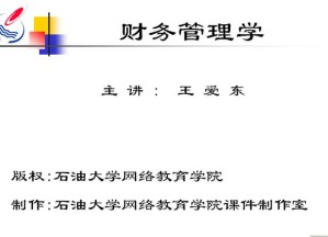 财务管理视频教程 30讲 中国石油大学