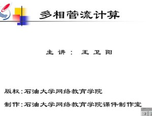 多相管流计算视频教程 28讲 中国石油大学