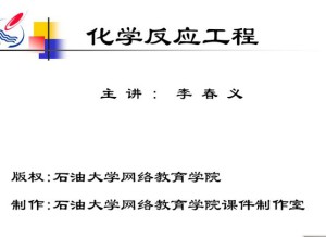 化学反应工程视频教程 30讲 中国石油大学