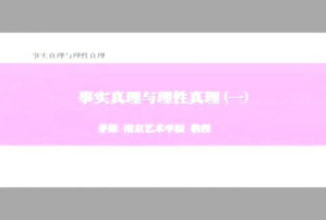 事实真理与理性真理视频教程 茅原 2讲 南京艺术学院