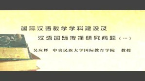 国际汉语教学学科建设及汉语国际传播研究问题视频教程 吴应辉 3讲 中央民族大学