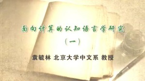 面向计算的认知语言学研究视频教程 袁毓林 3讲 北京大学