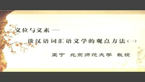 义位和义素—谈汉语词汇学的观点方法视频教程 王宁 3讲 北京师范大学