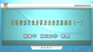 网络游戏行业分析及未来发展战略视频教程 杨海平 3讲 南京大学
