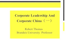 Corporate Leadership and Corporate China视频教程 龚炯 3讲 对外经济贸易大学