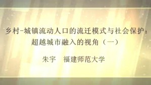乡村-城镇流动人口的流迁模式与社会保护-超越城市融入的视角视频教程 朱宇 3讲 福建师范大学