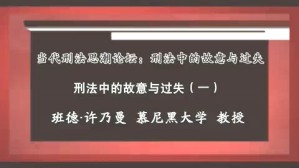 当代刑法思潮论坛 刑法中的故意与过失 班德 许乃曼 4讲 慕尼黑大学